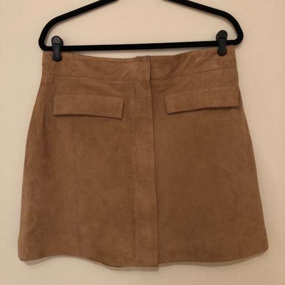 Reiss London Leah Suede Mini Skirt in Stone